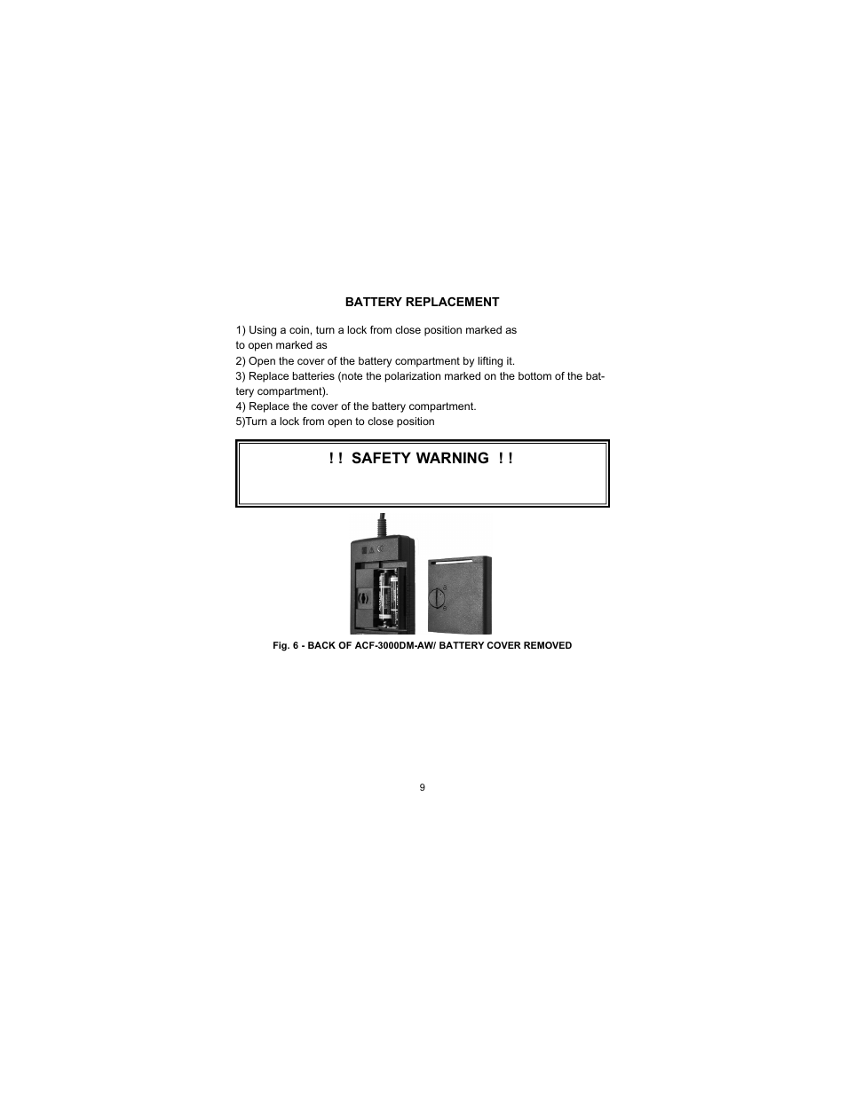 Safety warning | Amprobe ACF-3000DM-A Current Transducer User Manual | Page 9 / 12