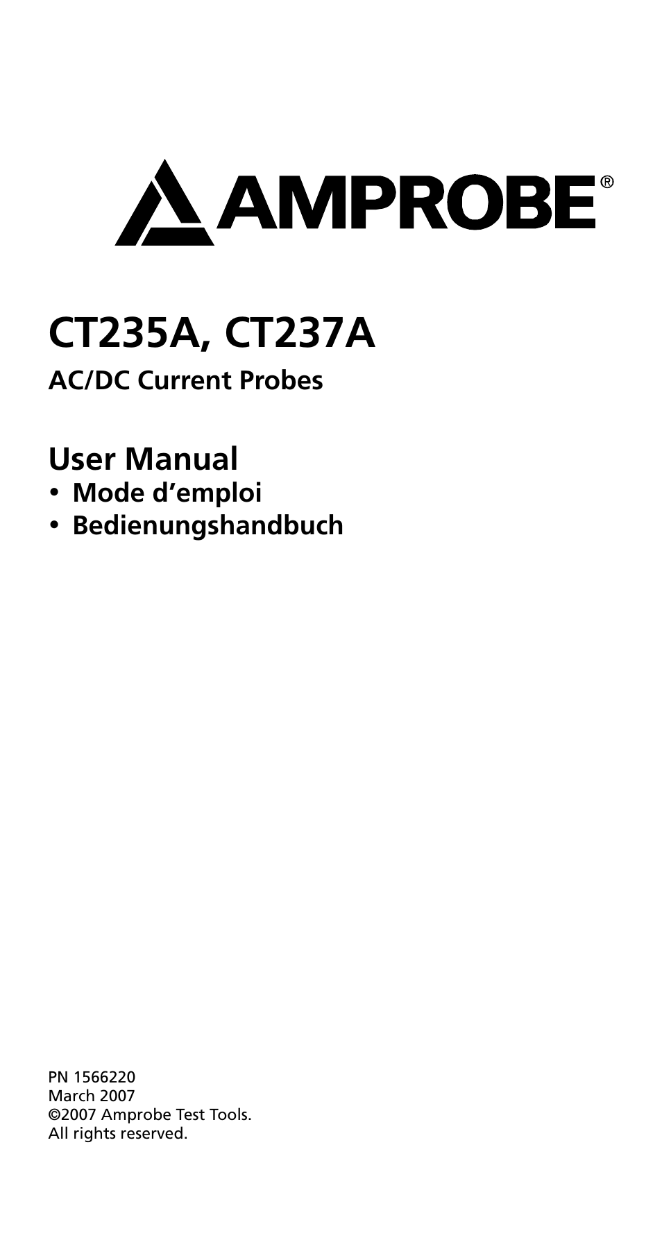 User manual | Amprobe CT235A ACDC-Current-Probes User Manual | Page 3 / 28