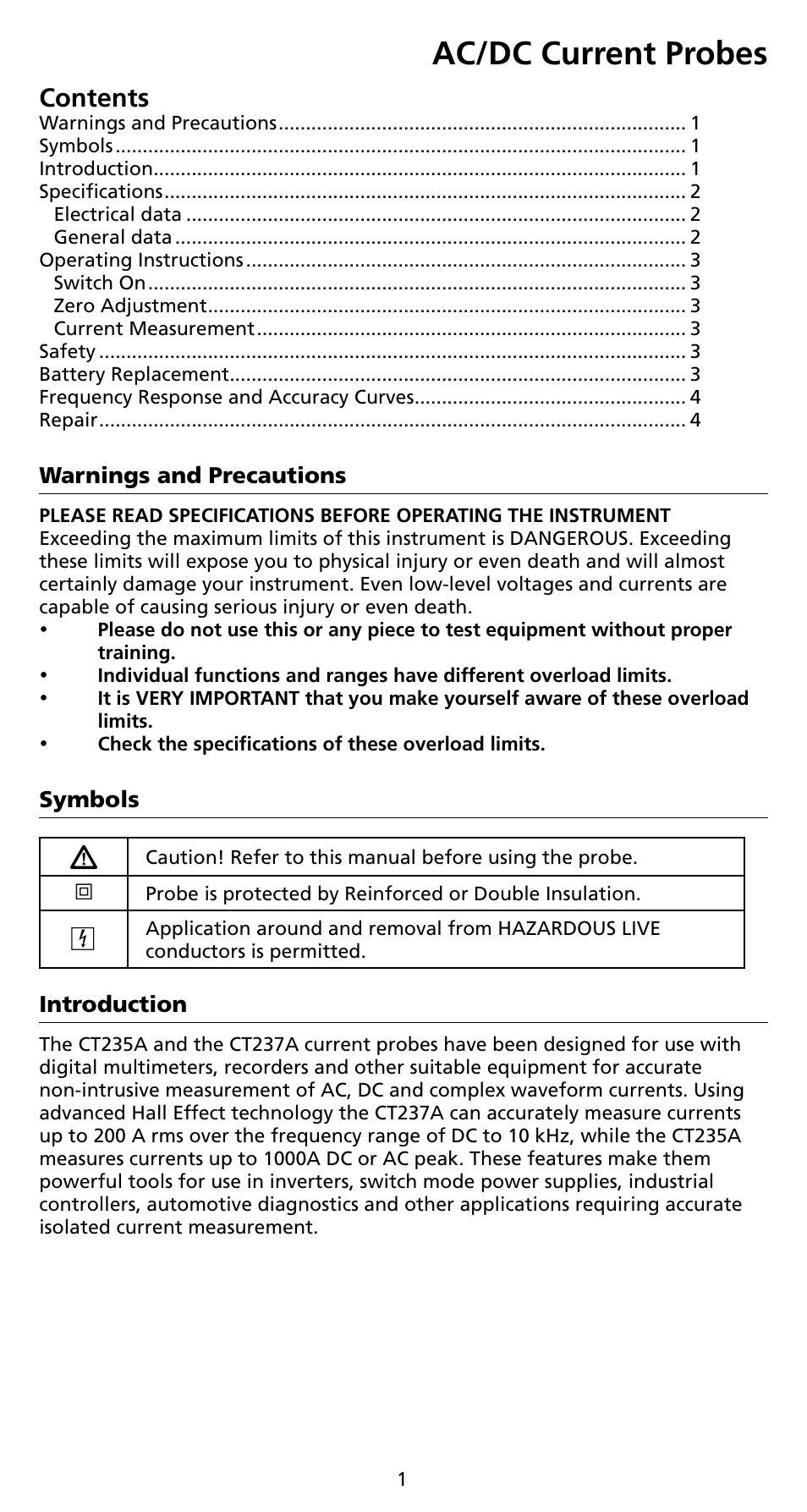 Amprobe CT235A ACDC-Current-Probes User Manual | Page 7 / 28