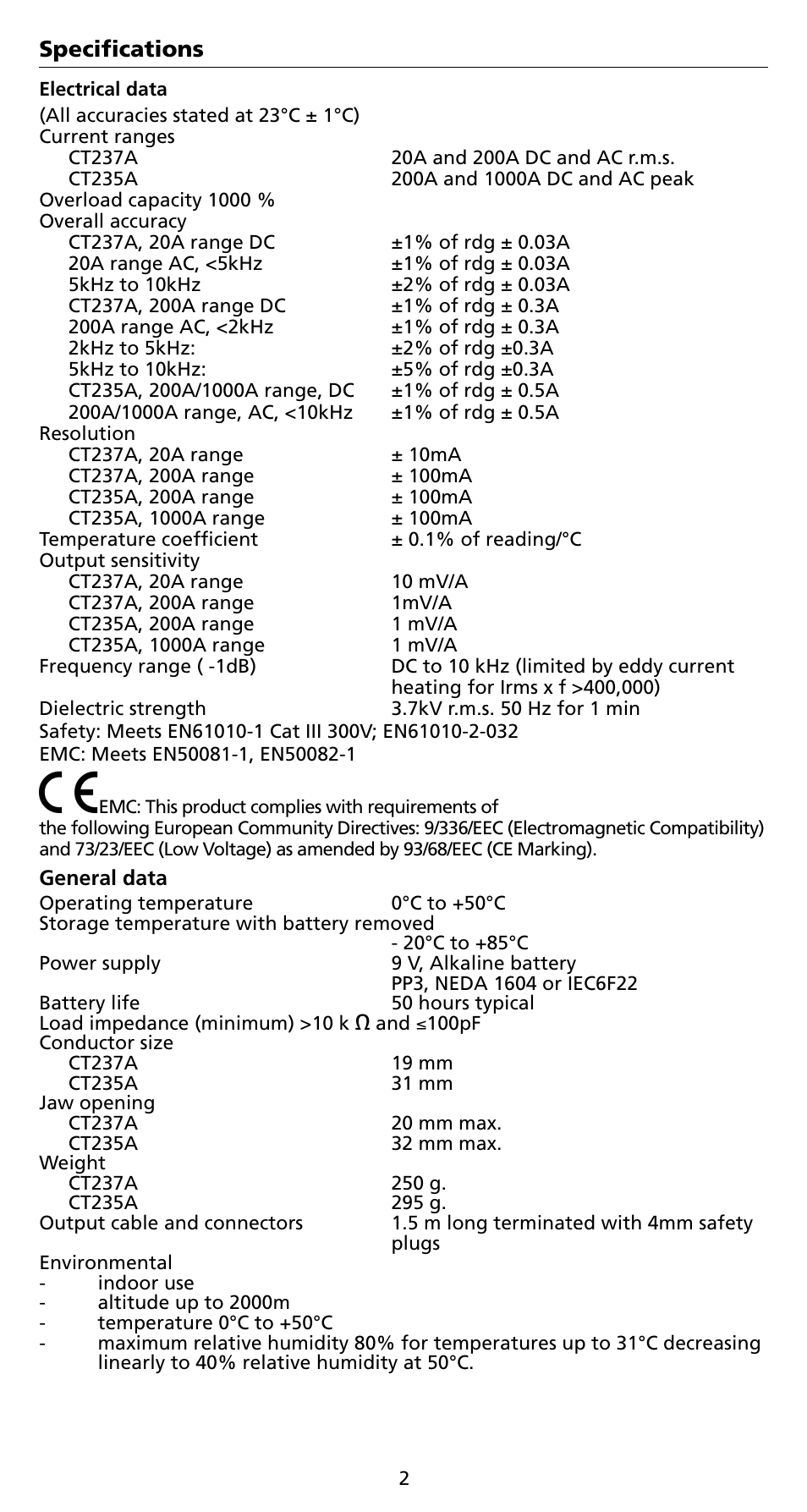 Amprobe CT235A ACDC-Current-Probes User Manual | Page 8 / 28