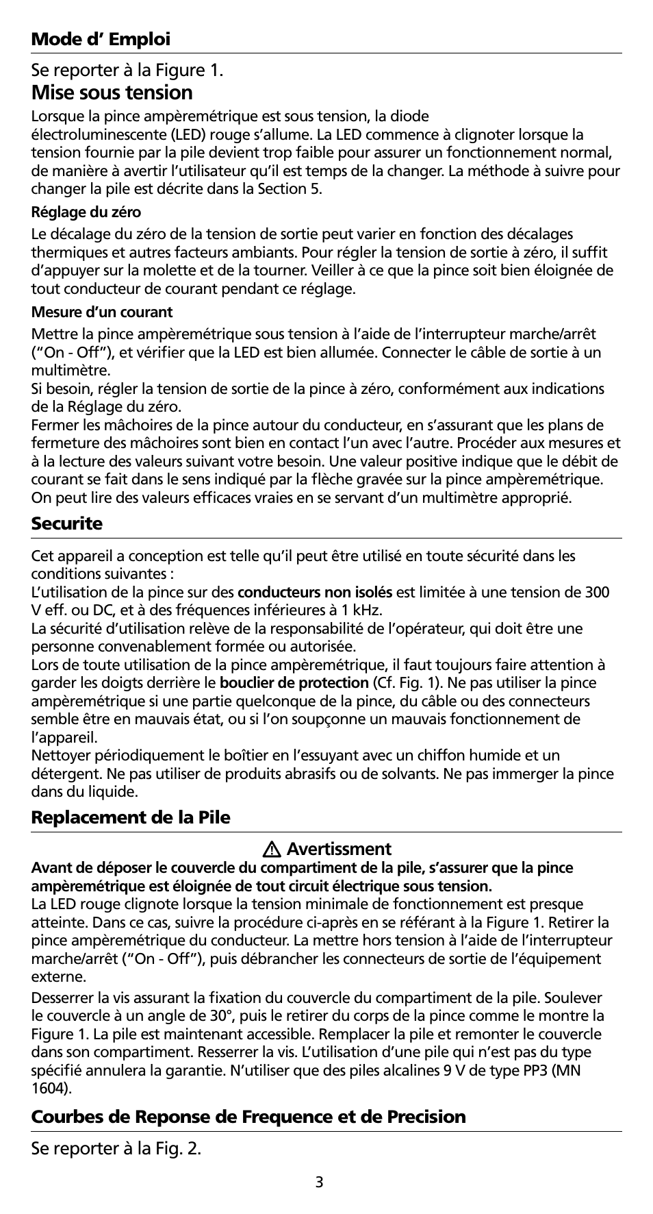 Mise sous tension | Amprobe CT238A ACDC-Current-Probe User Manual | Page 19 / 28