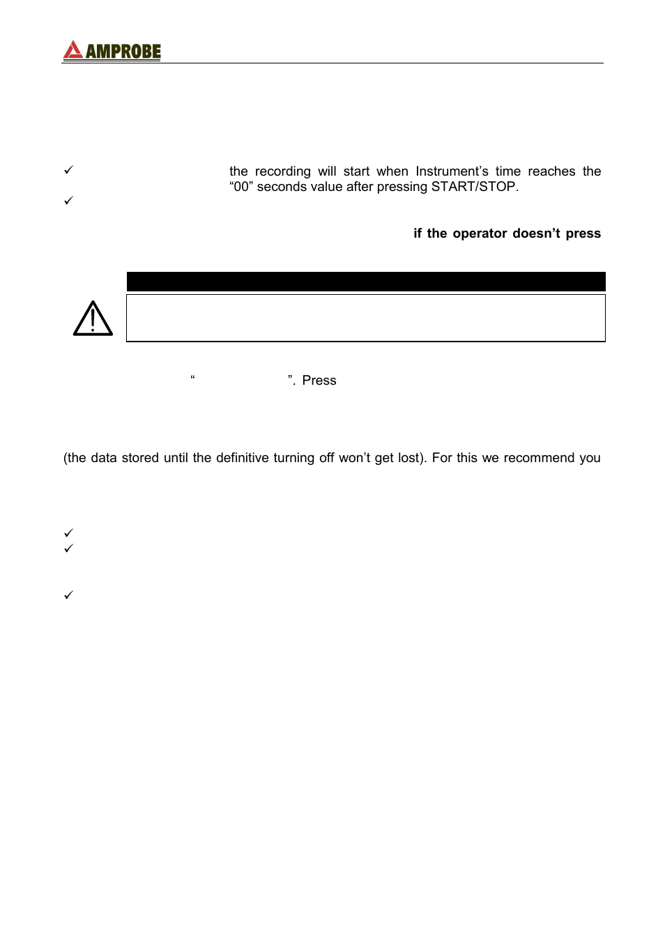 R 7), Starting a recording, Caution | Amprobe DM-111S Current-Data-Logger User Manual | Page 38 / 61