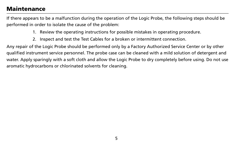 Maintenance | Amprobe LP10B Logic-Probes User Manual | Page 9 / 18