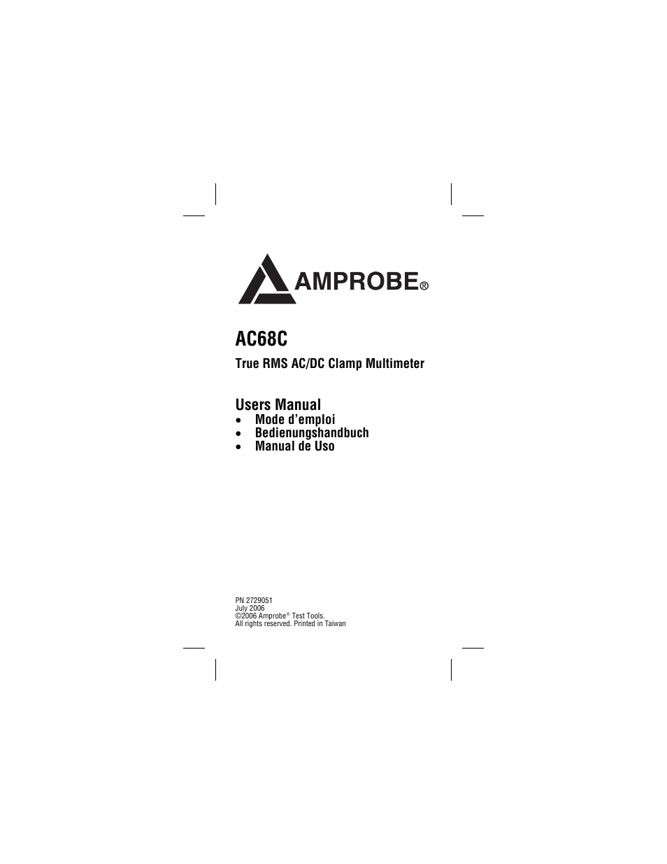 Amprobe AC68C Clamp-Multimeter User Manual | 52 pages