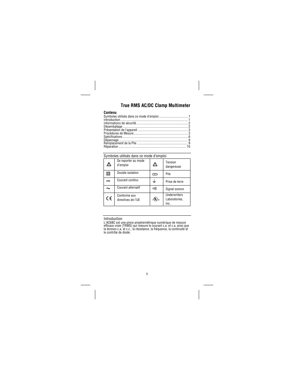 True rms ac/dc clamp multimeter | Amprobe AC68C Clamp-Multimeter User Manual | Page 17 / 52