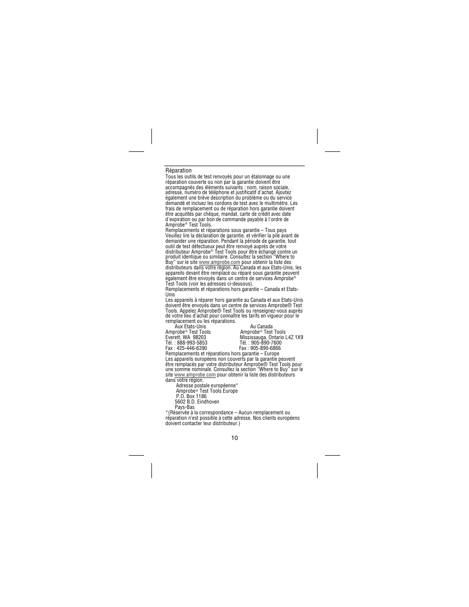 10 réparation | Amprobe AC68C Clamp-Multimeter User Manual | Page 26 / 52