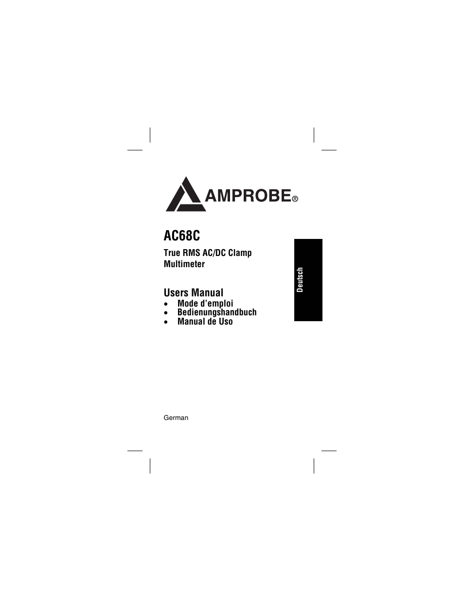 German, Ac68c, Users manual | Amprobe AC68C Clamp-Multimeter User Manual | Page 27 / 52