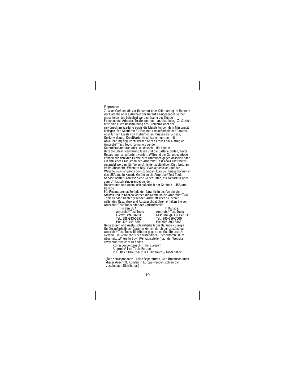 10 reparatur | Amprobe AC68C Clamp-Multimeter User Manual | Page 38 / 52
