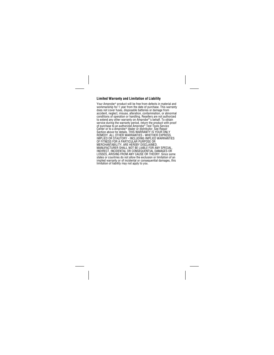 Limited warranty and limitation of liability | Amprobe AC68C Clamp-Multimeter User Manual | Page 4 / 52