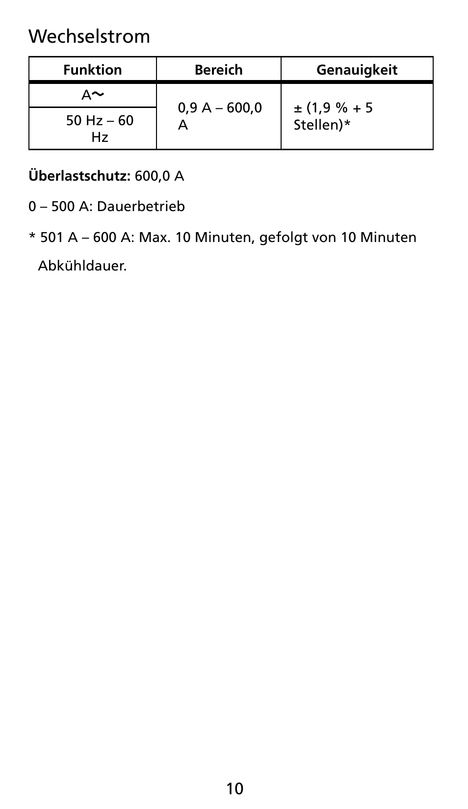 Wechselstrom | Amprobe AC71B Clamp-On-Multimeter User Manual | Page 46 / 96