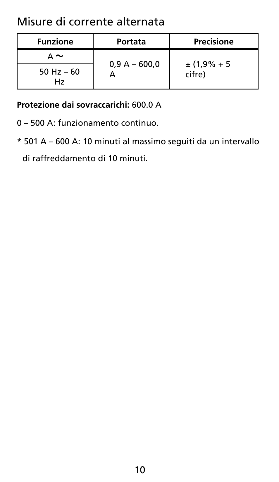 Misure di corrente alternata | Amprobe AC71B Clamp-On-Multimeter User Manual | Page 62 / 96