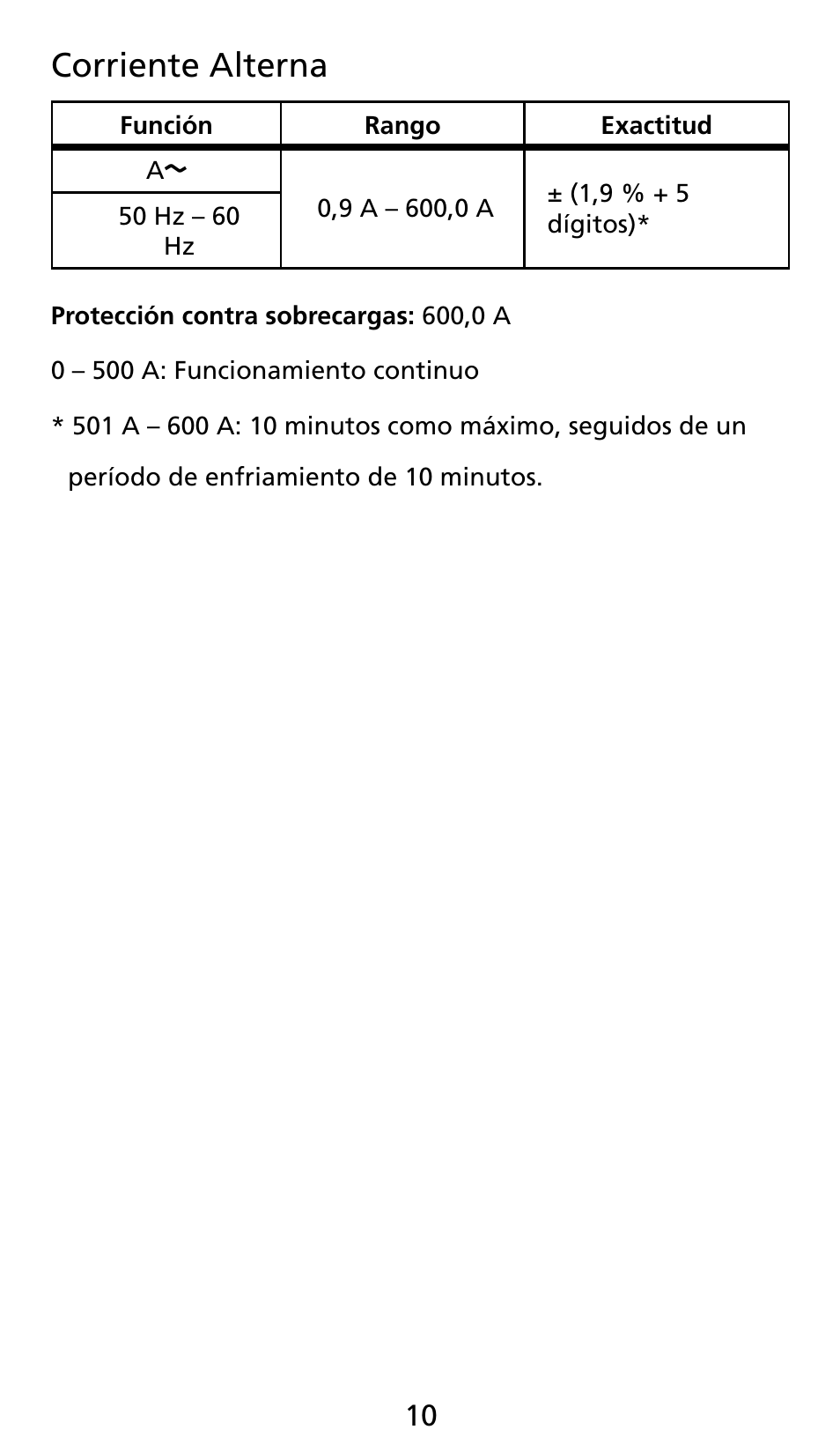 Corriente alterna | Amprobe AC71B Clamp-On-Multimeter User Manual | Page 78 / 96