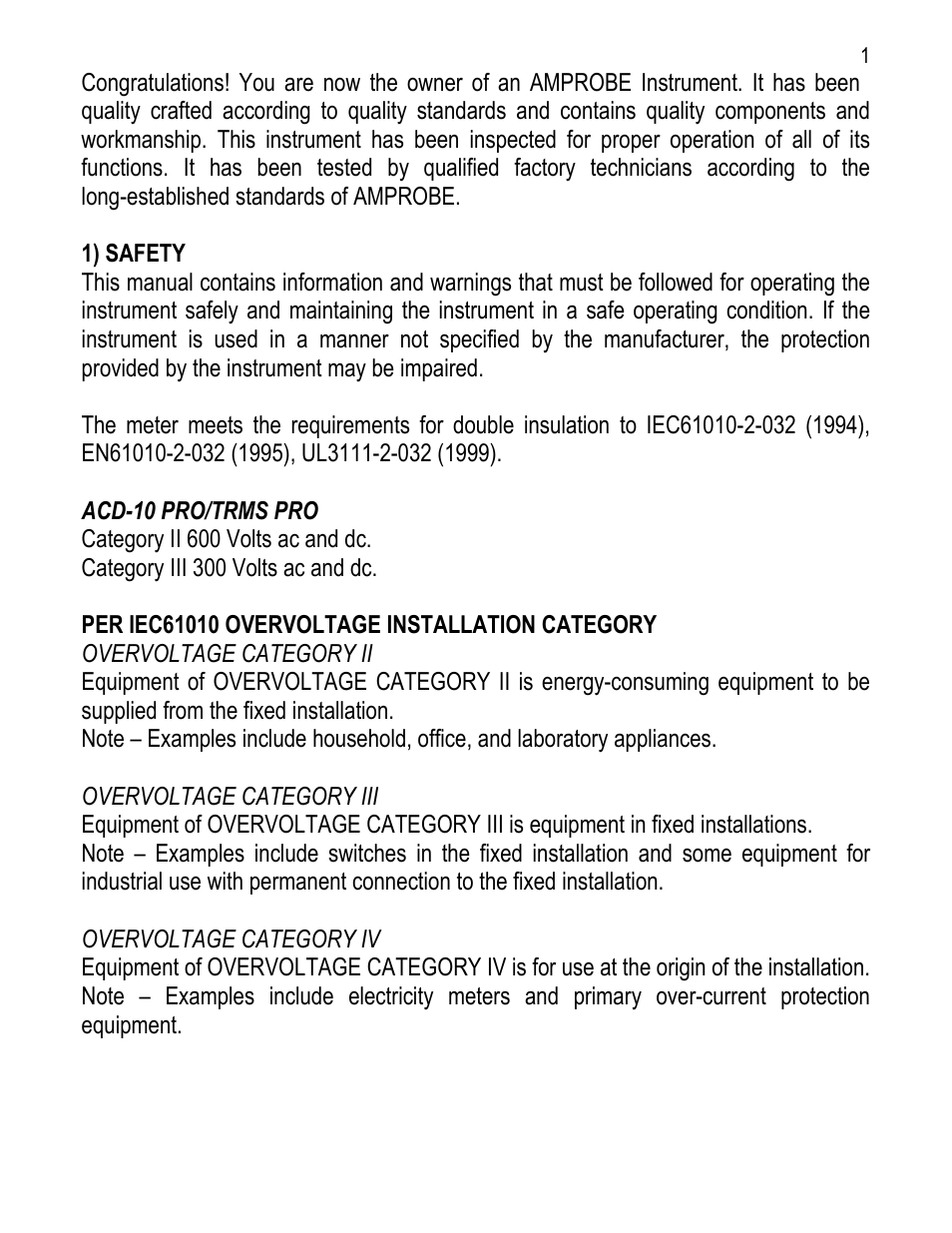 Amprobe ACD-10-Pro User Manual | Page 2 / 16