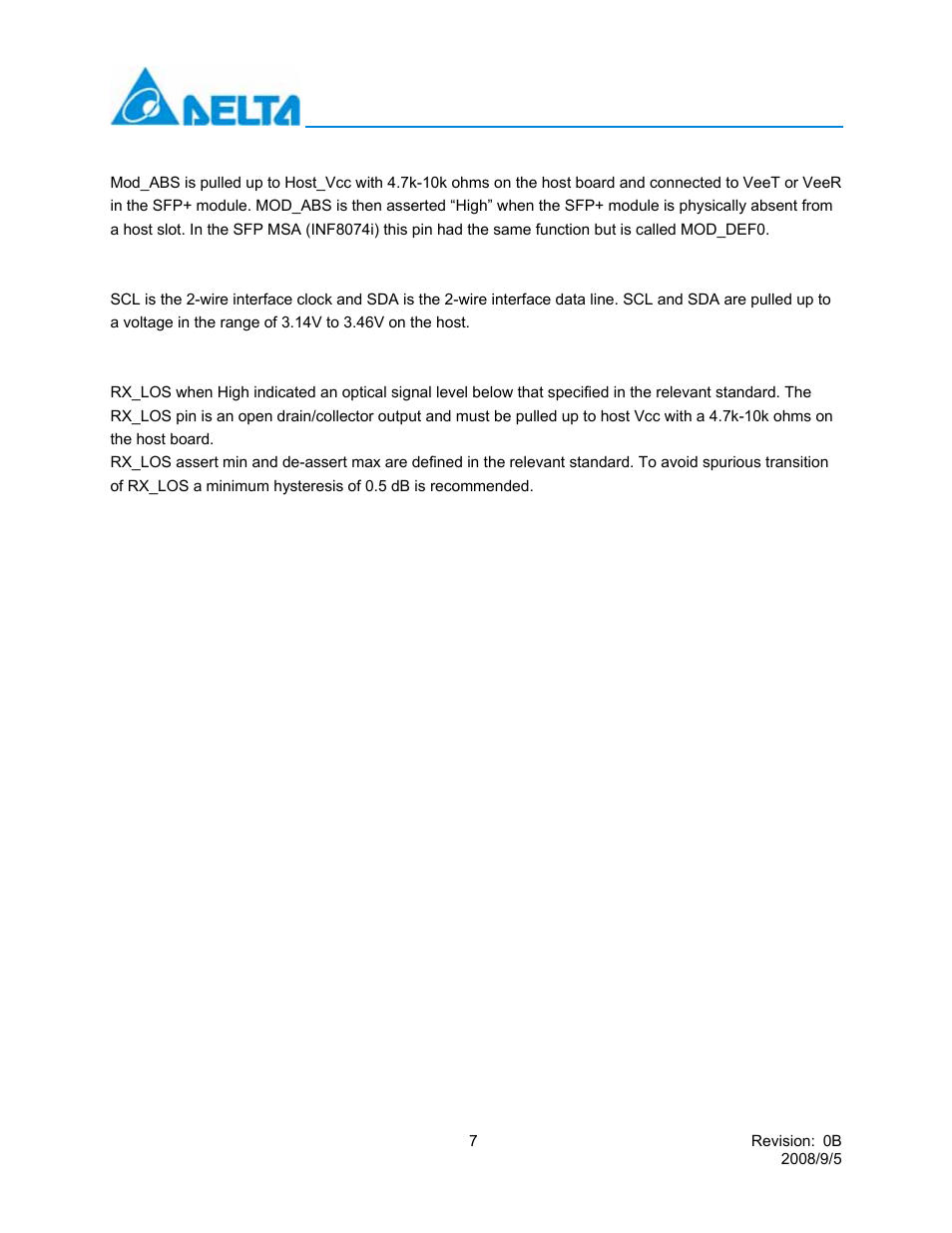 Lcp-10g3b4edr | Delta Electronics 10GBASE-LRM SFP+ Optical Transceiver LCP-10G3B4EDR User Manual | Page 7 / 15