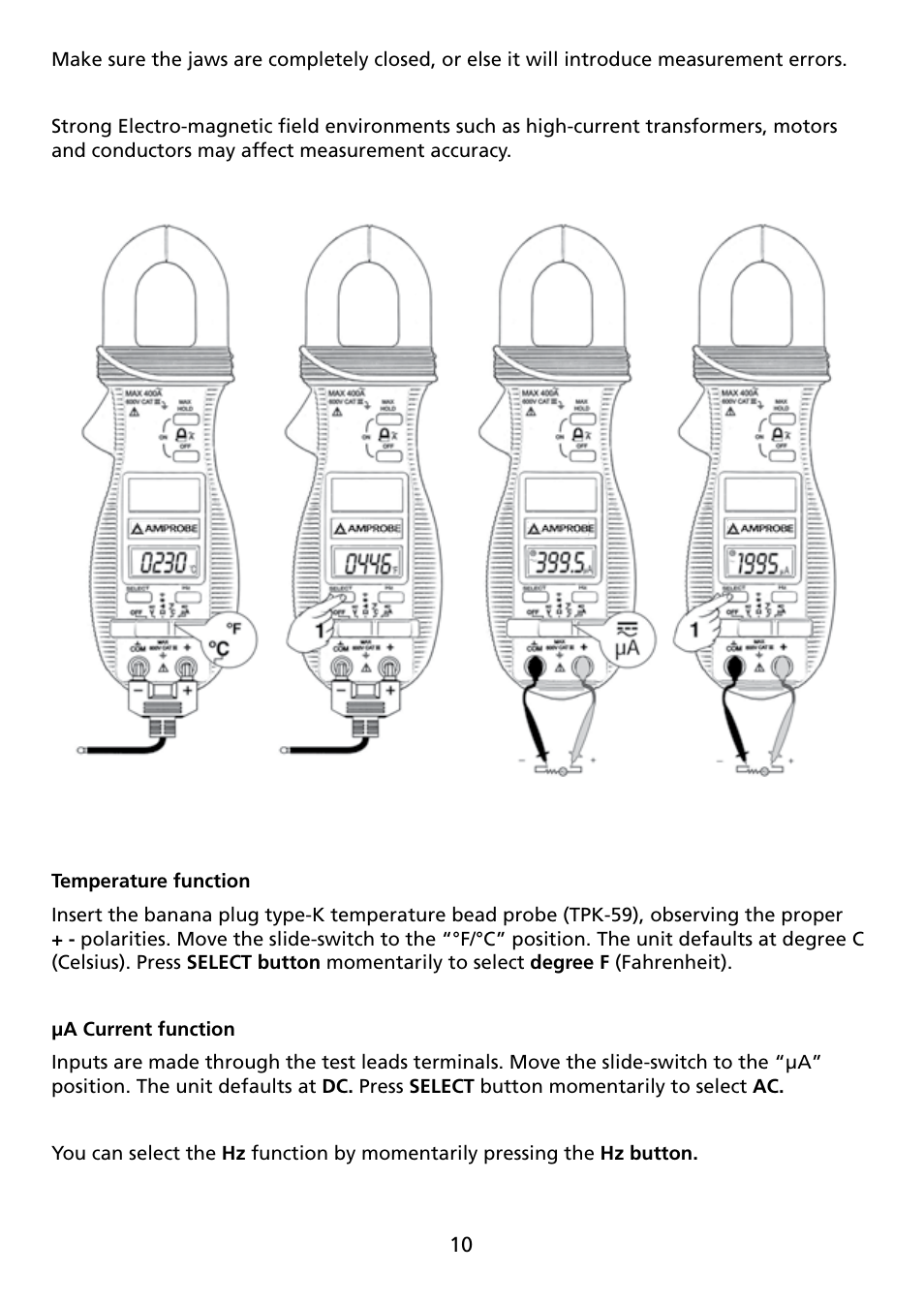 Amprobe ACD-14-FX Clamp-On-Multimeter User Manual | Page 12 / 19