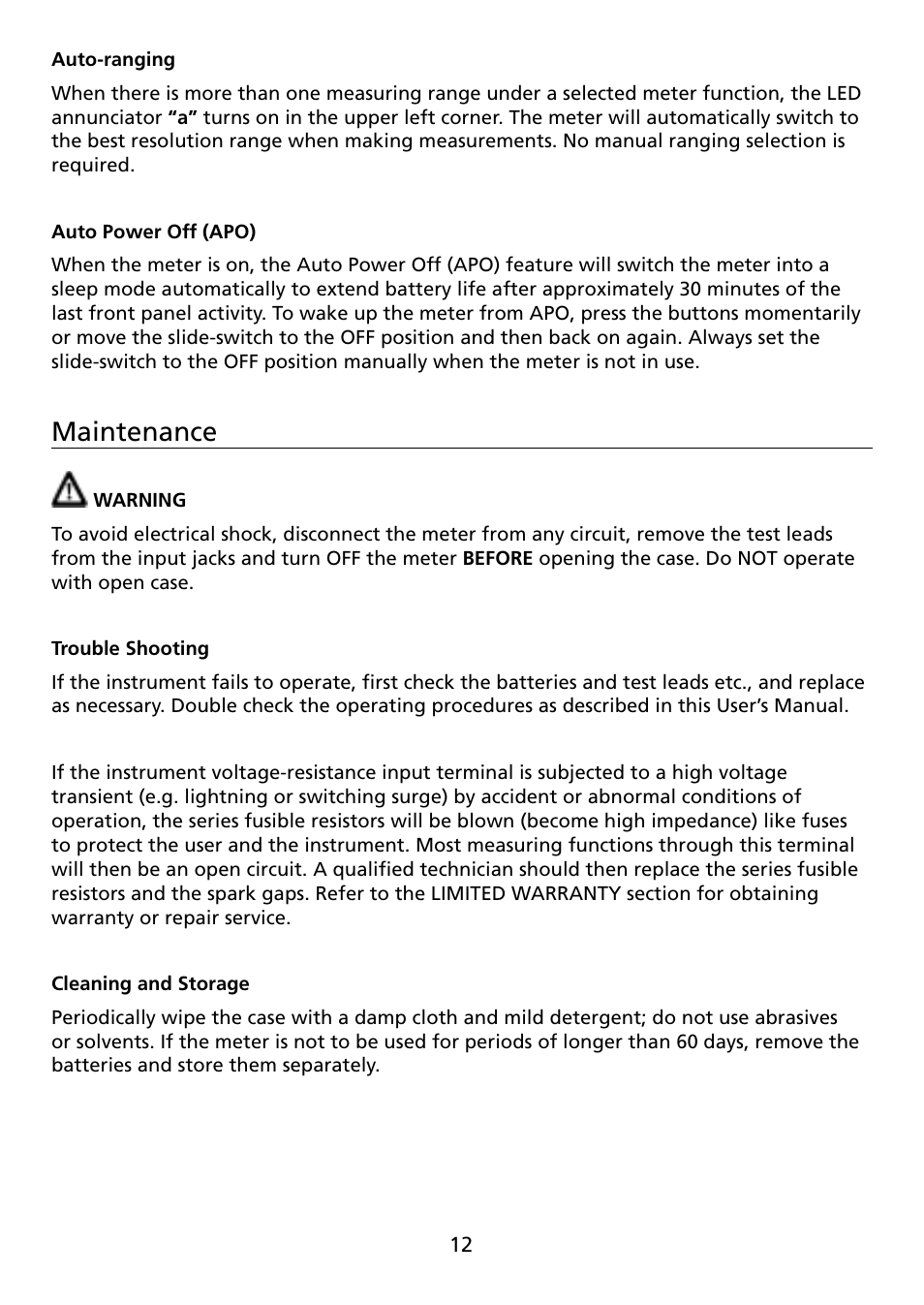 Maintenance | Amprobe ACD-14-FX Clamp-On-Multimeter User Manual | Page 14 / 19
