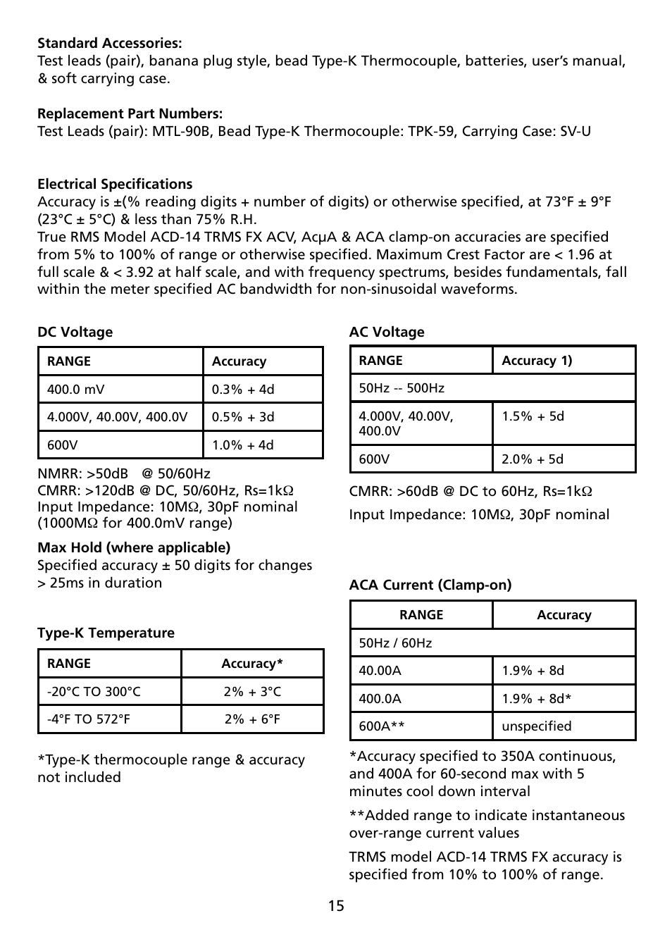 Amprobe ACD-14-FX Clamp-On-Multimeter User Manual | Page 17 / 19
