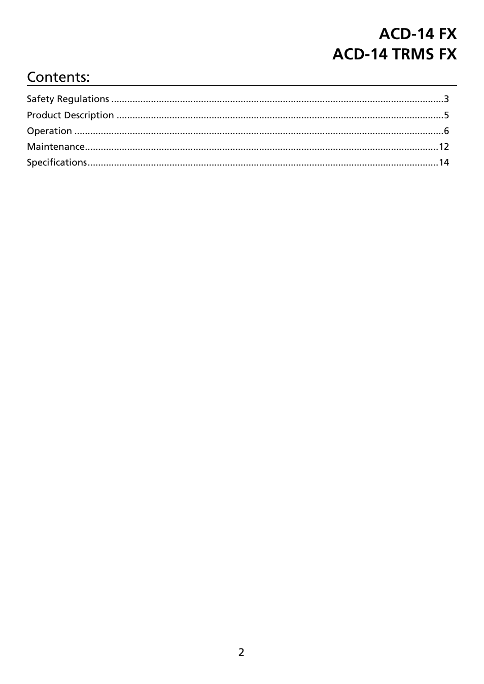 Acd-14 fx acd-14 trms fx | Amprobe ACD-14-FX Clamp-On-Multimeter User Manual | Page 4 / 19
