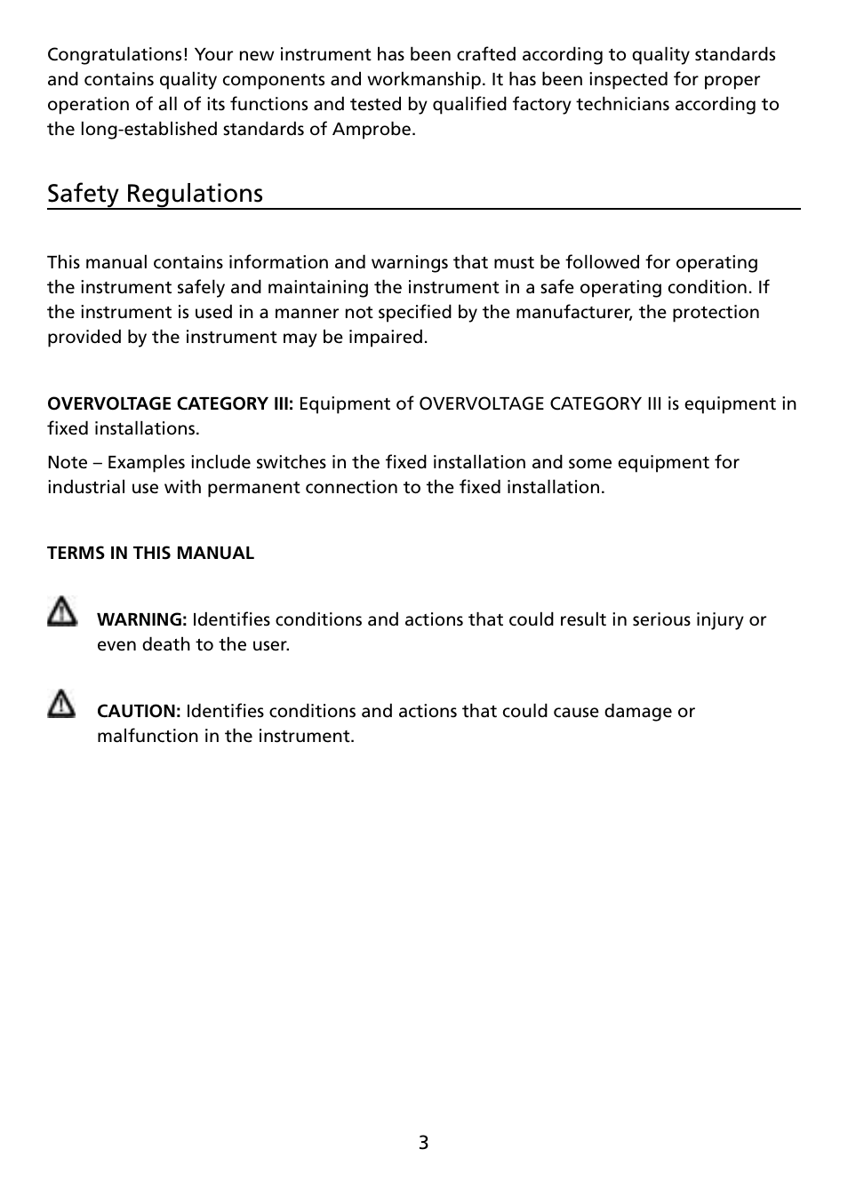 Safety regulations | Amprobe ACD-14-FX Clamp-On-Multimeter User Manual | Page 5 / 19