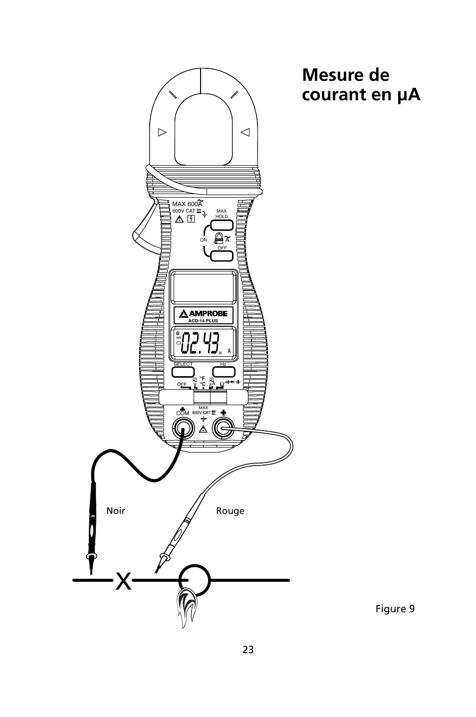 Mesure de courant en μa, Figure 9 | Amprobe ACD-14-PLUS Clamp-On-Multimeters User Manual | Page 50 / 148