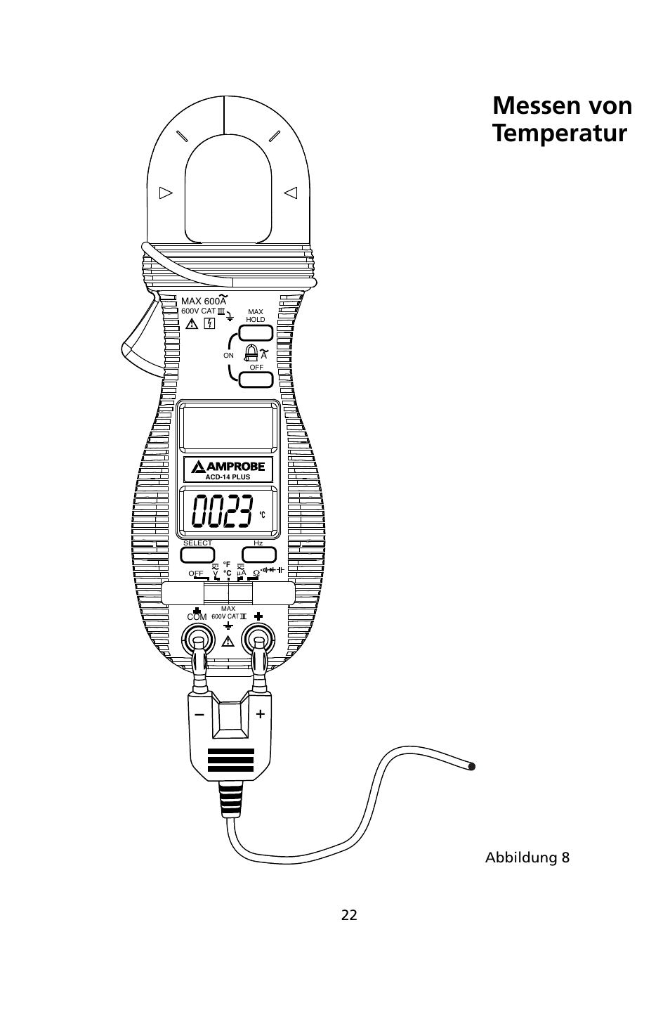 Messen von temperatur, Abbildung 8 | Amprobe ACD-14-PLUS Clamp-On-Multimeters User Manual | Page 73 / 148