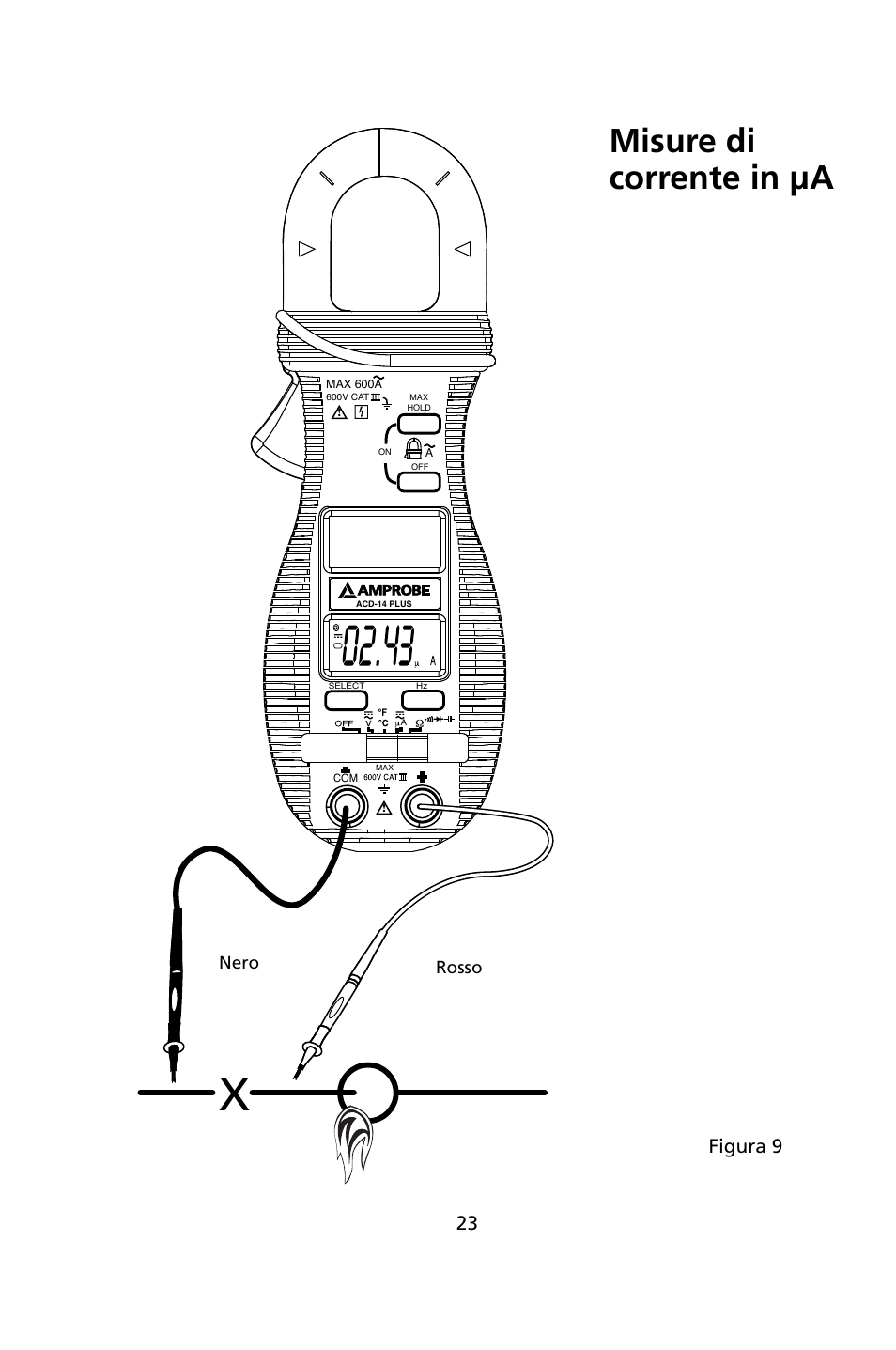 Misure di corrente in μa, Figura 9 | Amprobe ACD-14-PLUS Clamp-On-Multimeters User Manual | Page 98 / 148