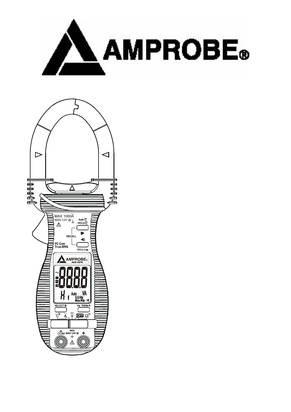 Amprobe ACD-16-PRO Clamp-Meters User Manual | 16 pages