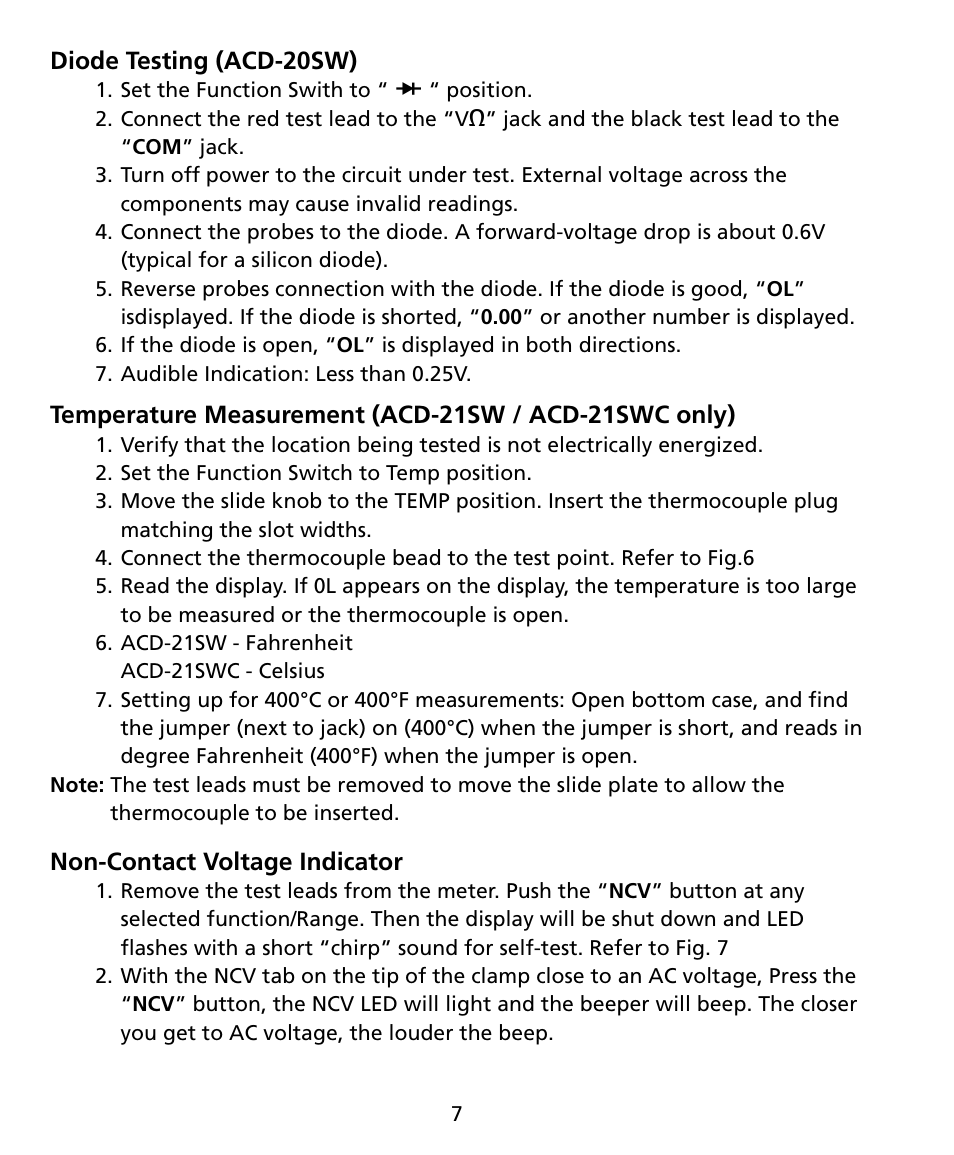 Amprobe ACD-20SW Digital-Clamp-Meters User Manual | Page 12 / 84