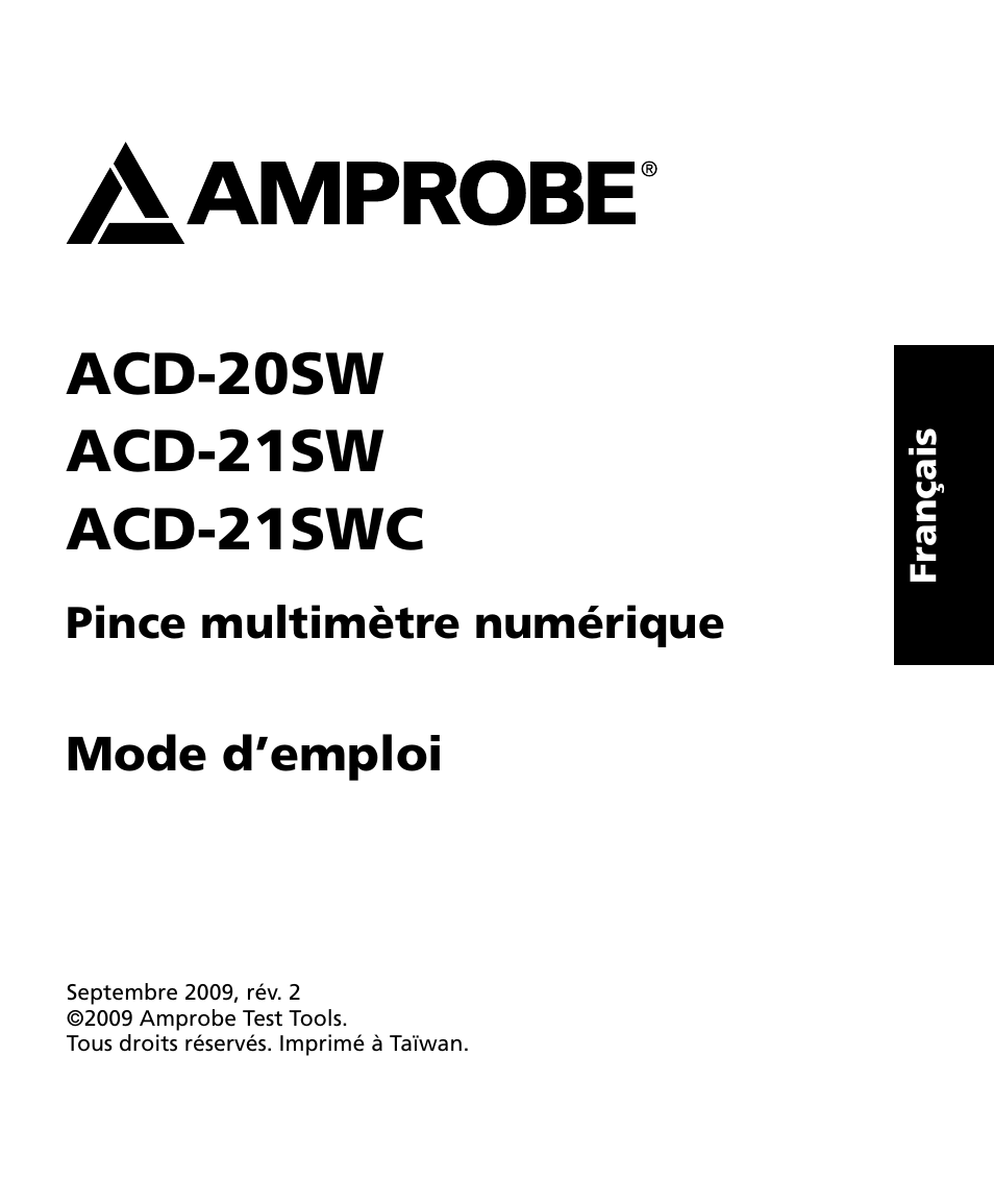 Mode d’emploi | Amprobe ACD-20SW Digital-Clamp-Meters User Manual | Page 19 / 84