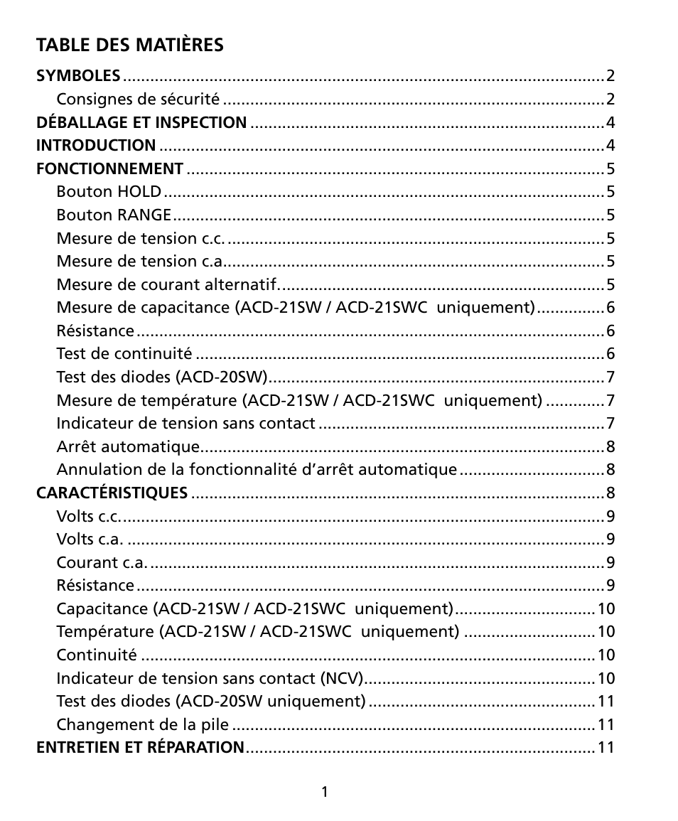 Amprobe ACD-20SW Digital-Clamp-Meters User Manual | Page 22 / 84