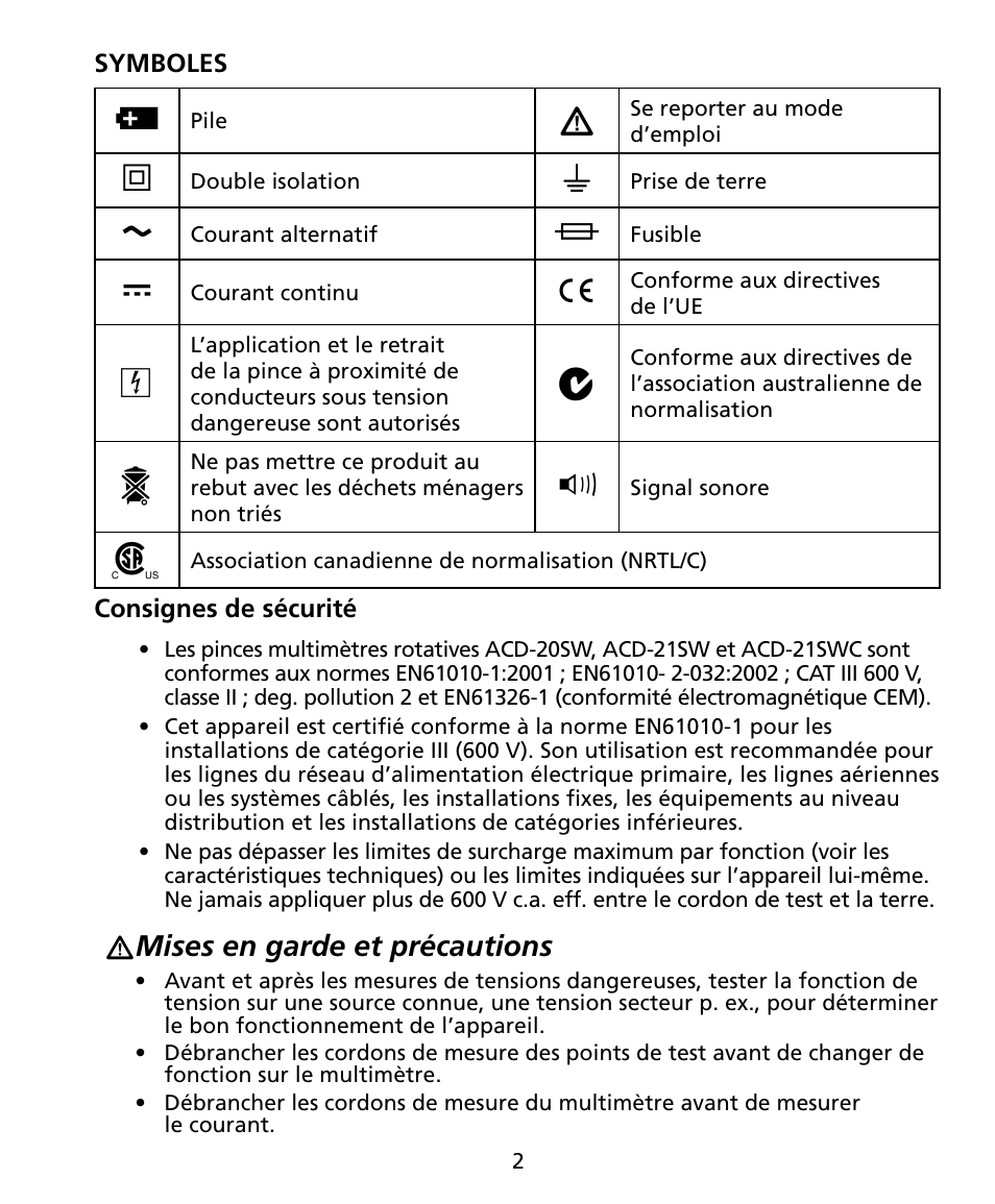 Amprobe ACD-20SW Digital-Clamp-Meters User Manual | Page 23 / 84