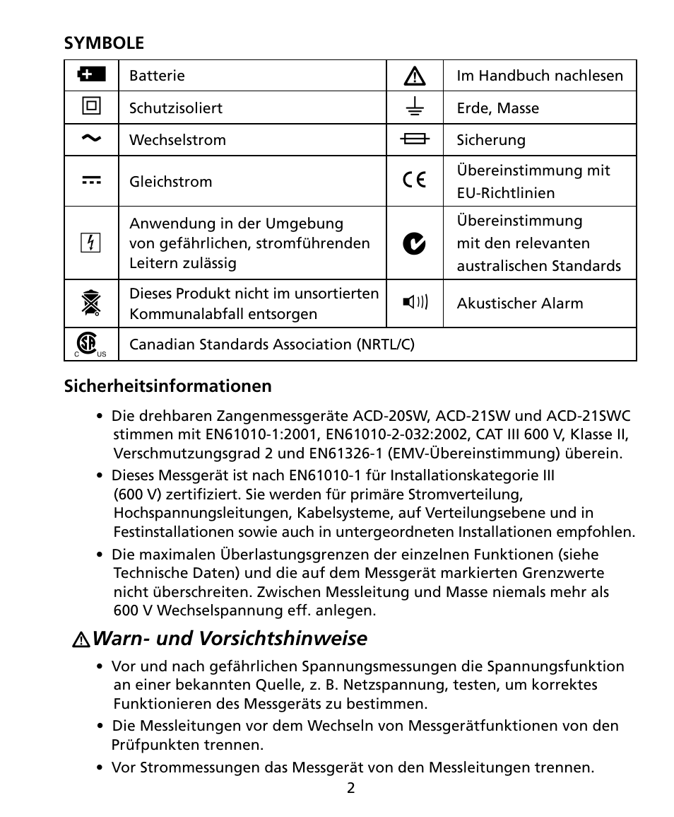 Amprobe ACD-20SW Digital-Clamp-Meters User Manual | Page 39 / 84