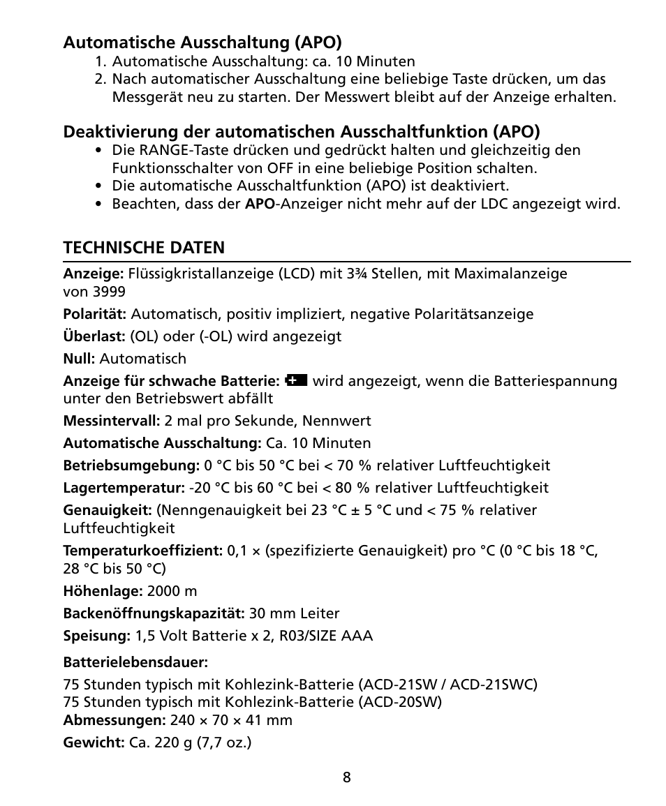 Amprobe ACD-20SW Digital-Clamp-Meters User Manual | Page 45 / 84