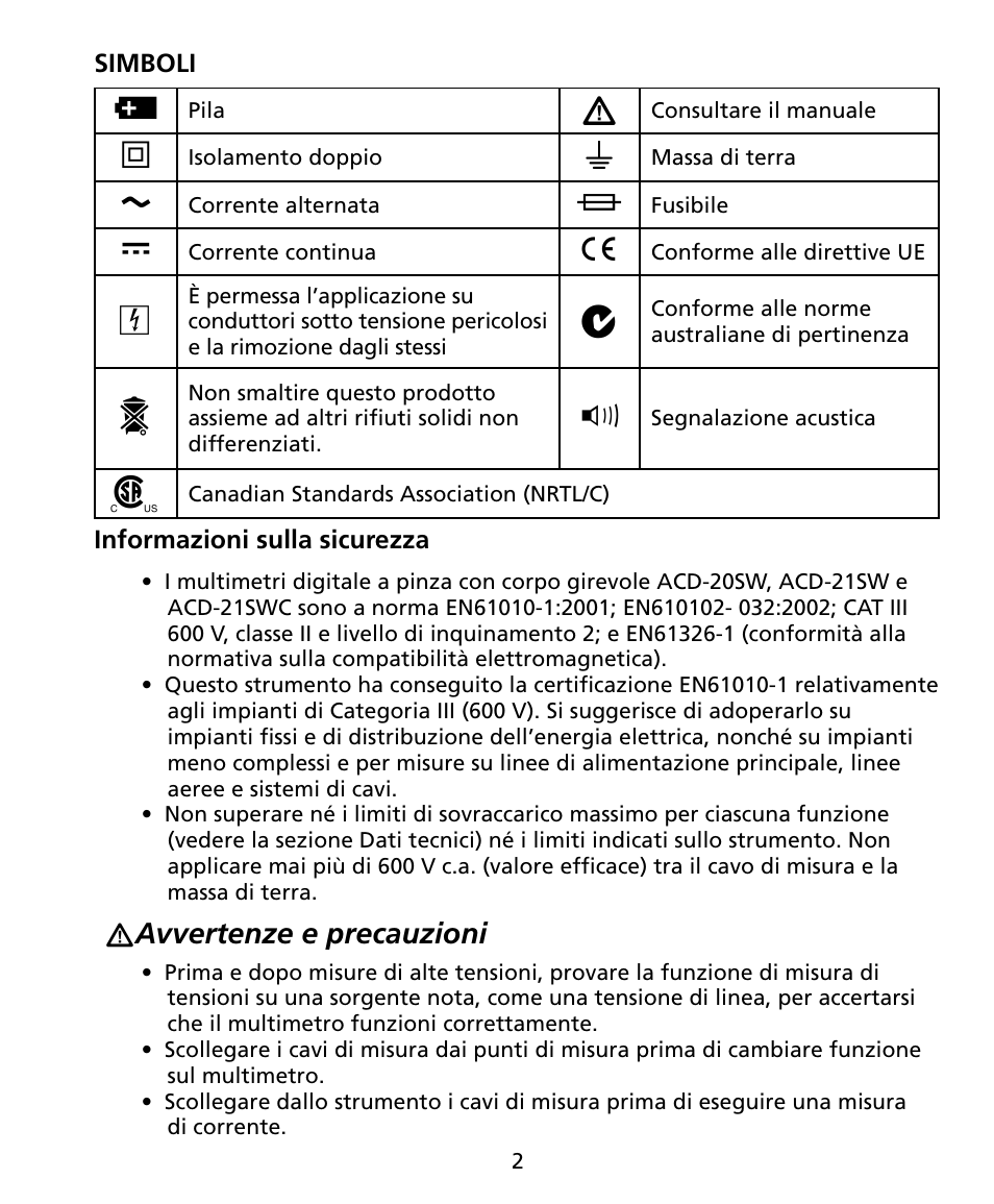 Amprobe ACD-20SW Digital-Clamp-Meters User Manual | Page 55 / 84