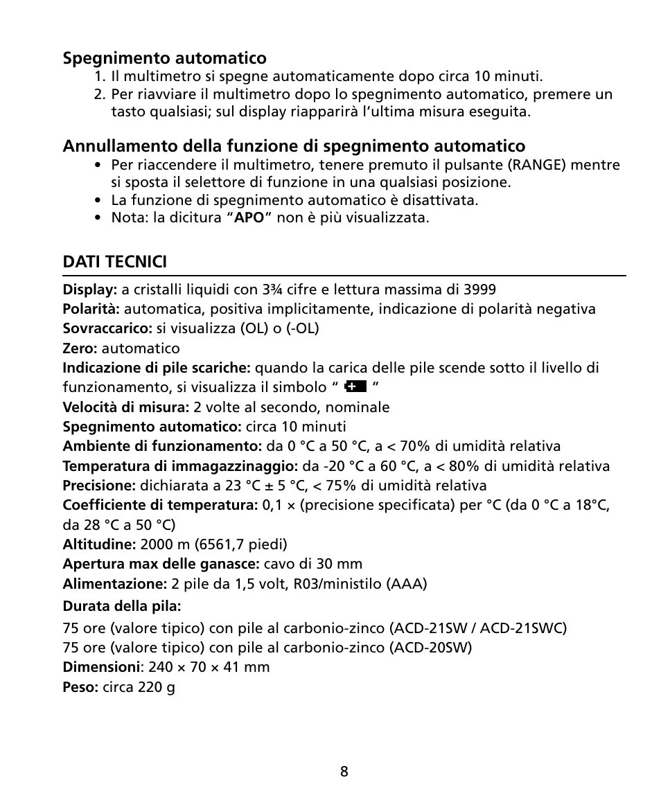 Amprobe ACD-20SW Digital-Clamp-Meters User Manual | Page 61 / 84