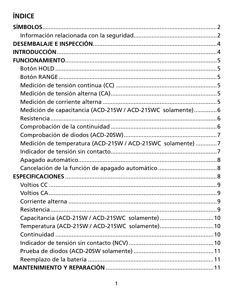 Amprobe ACD-20SW Digital-Clamp-Meters User Manual | Page 70 / 84