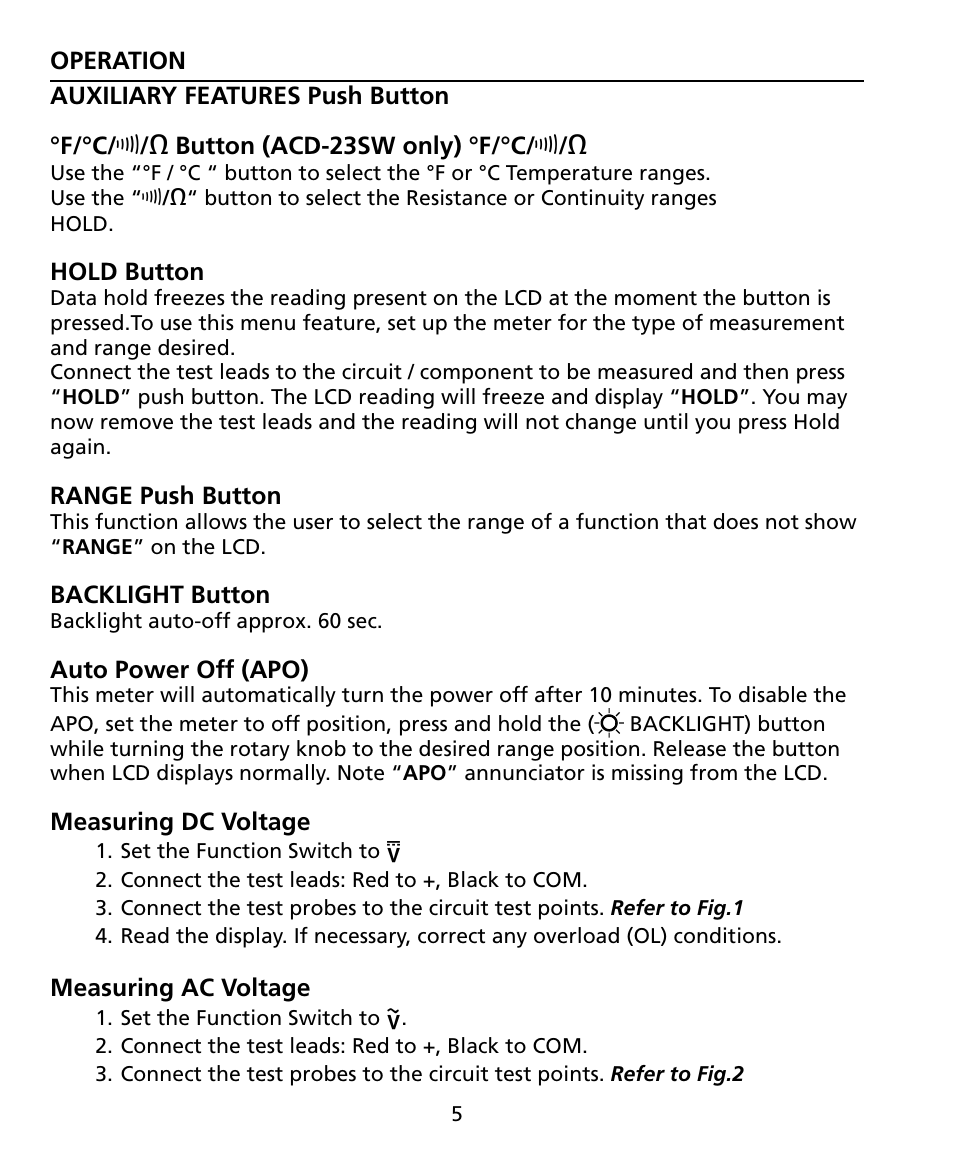 Amprobe ACD-22SW Digital-Clamp-Meters User Manual | Page 10 / 20