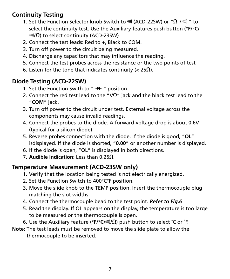 Amprobe ACD-22SW Digital-Clamp-Meters User Manual | Page 12 / 20