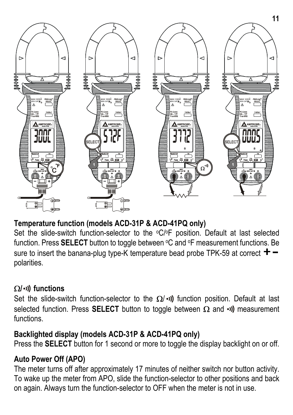 Amprobe ACD-30P Clamp-On-Power-Meters User Manual | Page 12 / 20