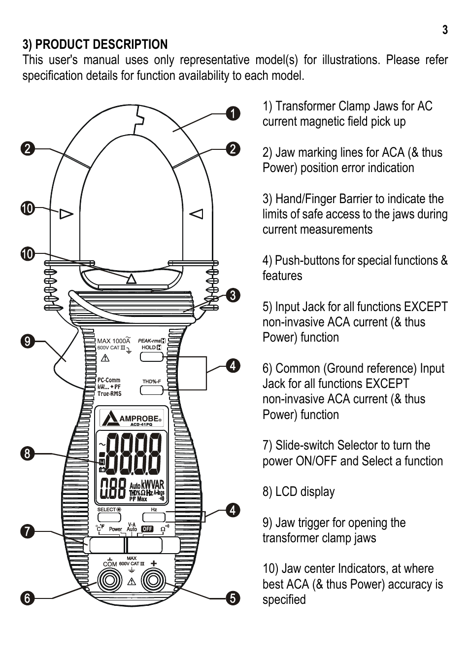 Amprobe ACD-30P Clamp-On-Power-Meters User Manual | Page 4 / 20