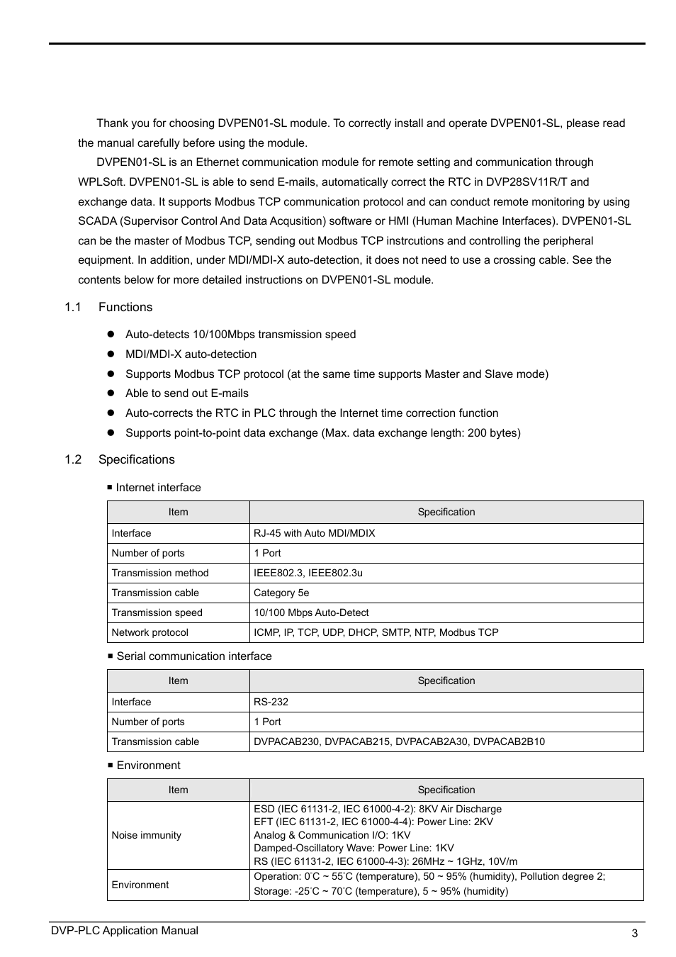 Ethernet communication module dvpen01-sl, 1 introduction | Delta Electronics Ethernet Communication Module DVPEN01-SL User Manual | Page 5 / 54