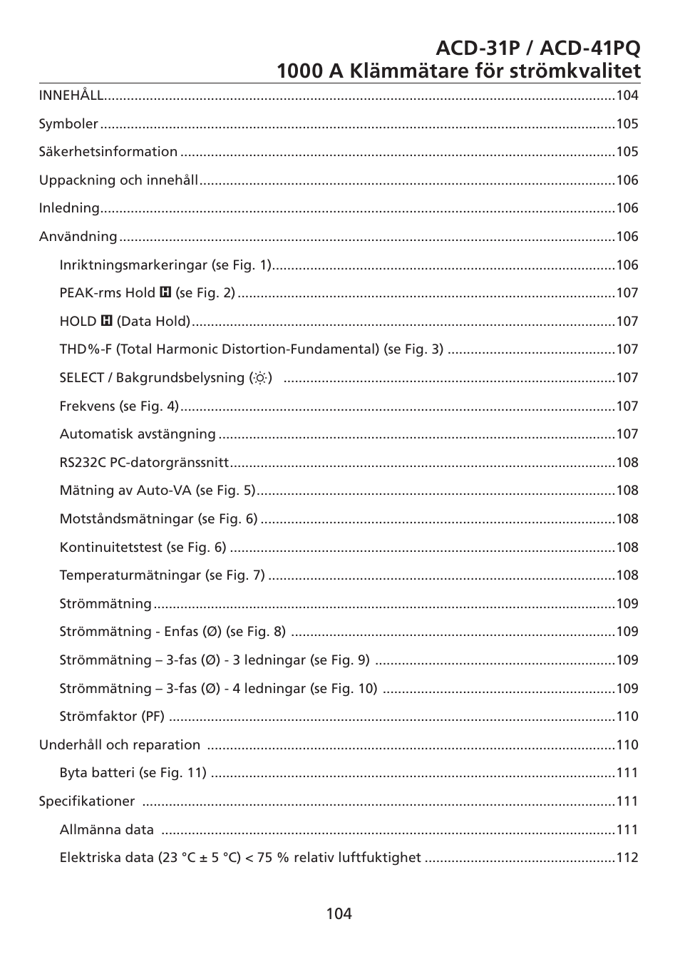 Amprobe ACD-30P Clamp-On-Power-Meters User Manual | Page 105 / 121