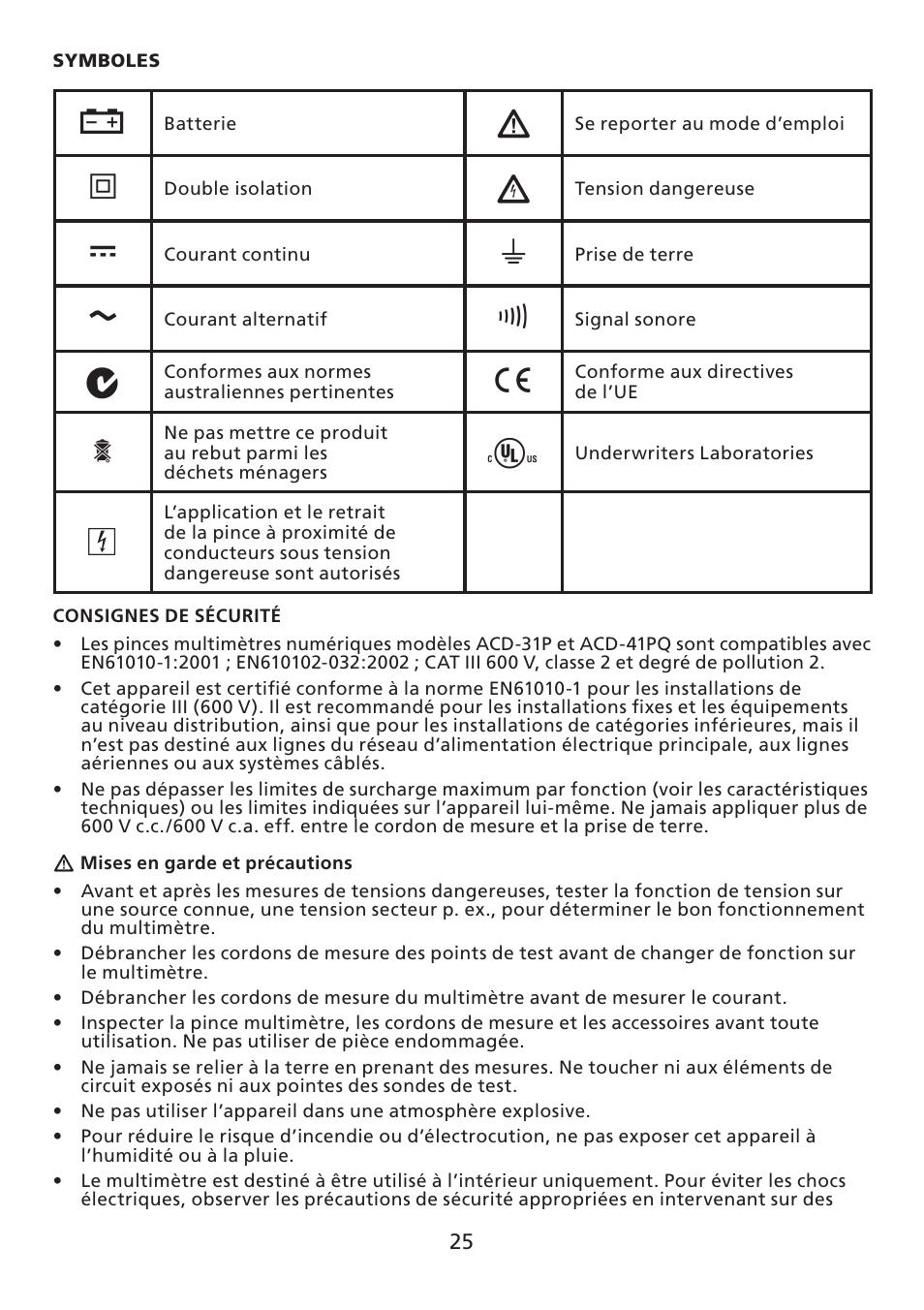 Amprobe ACD-30P Clamp-On-Power-Meters User Manual | Page 26 / 121