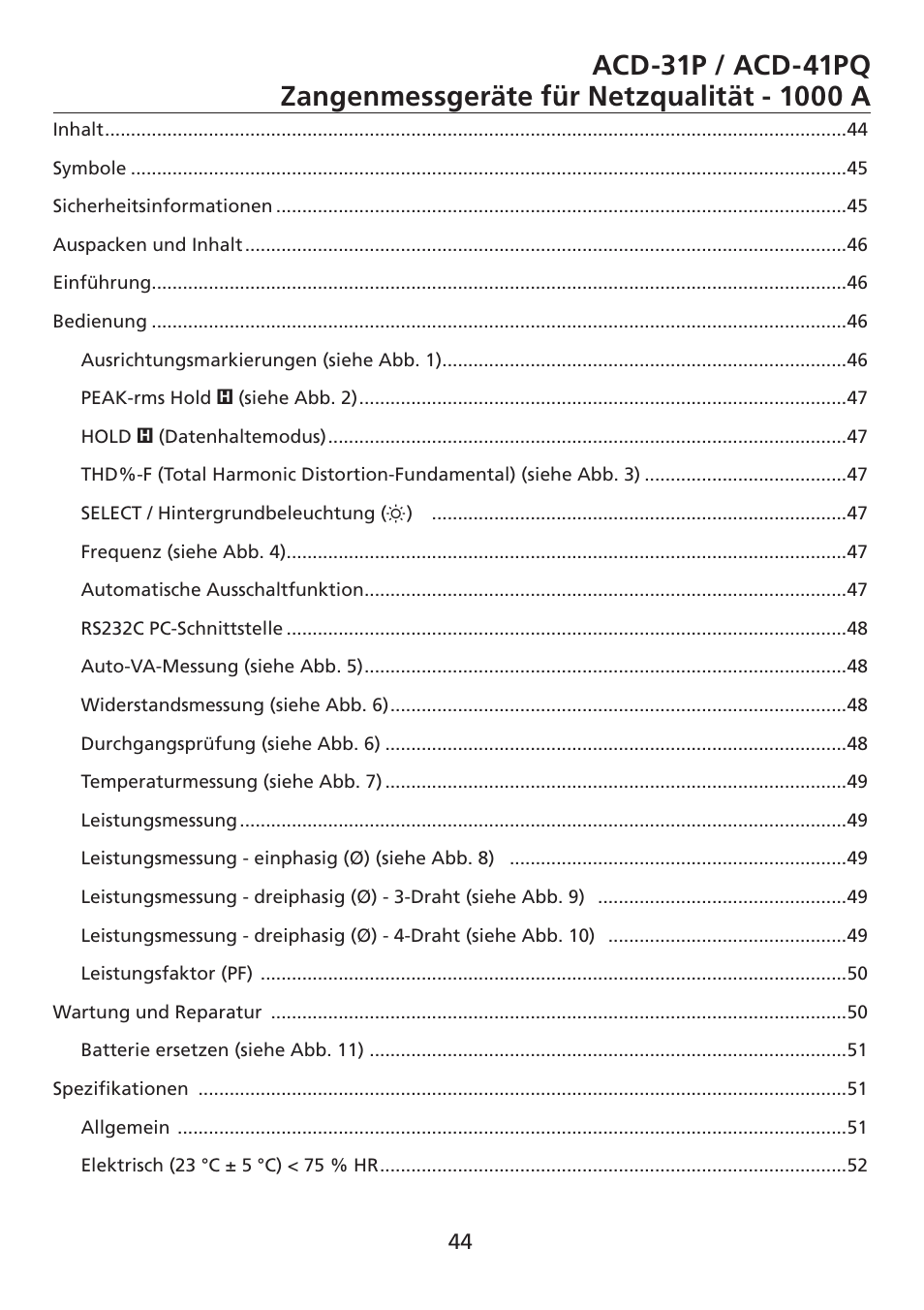 Amprobe ACD-30P Clamp-On-Power-Meters User Manual | Page 45 / 121