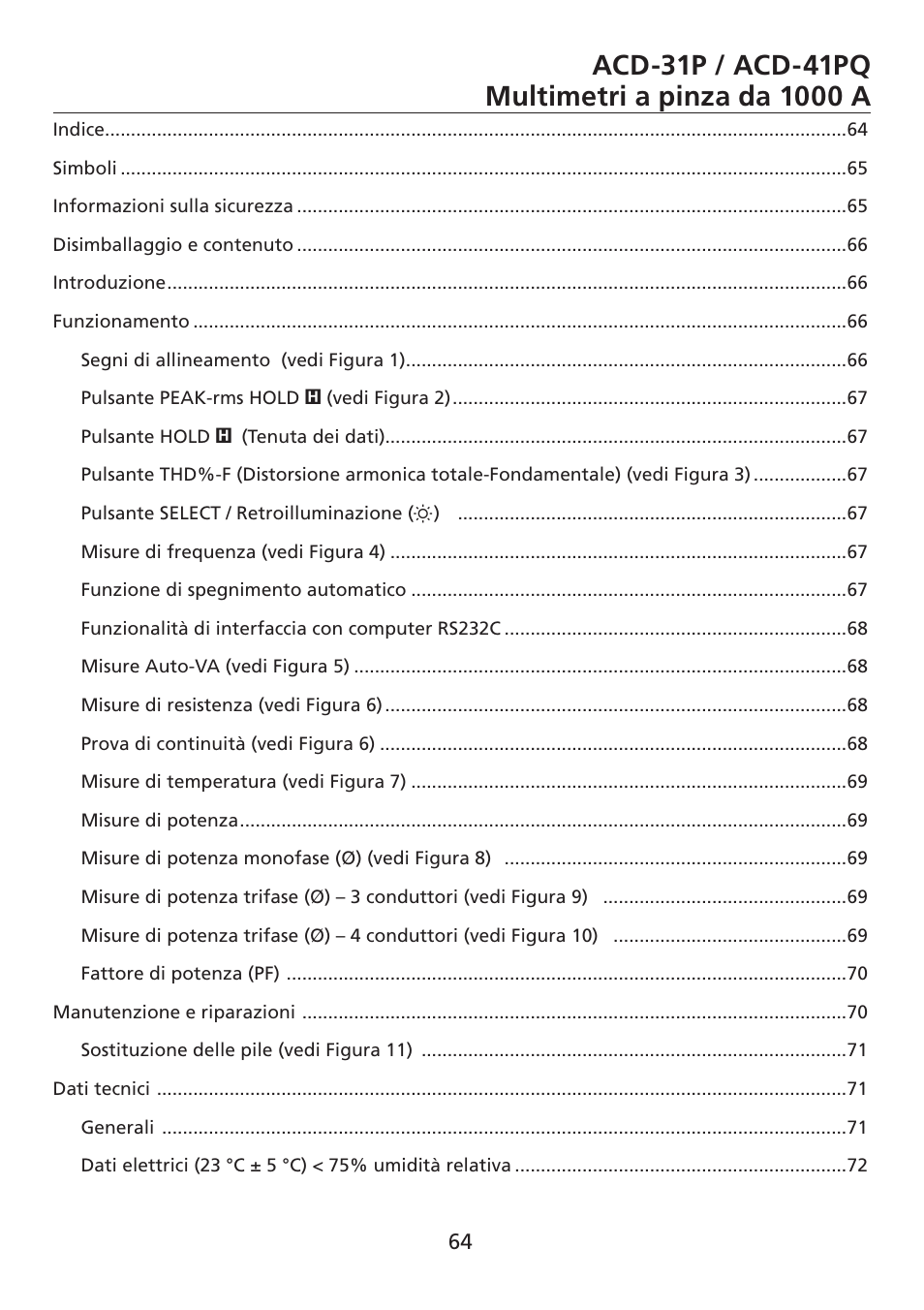 Amprobe ACD-30P Clamp-On-Power-Meters User Manual | Page 65 / 121