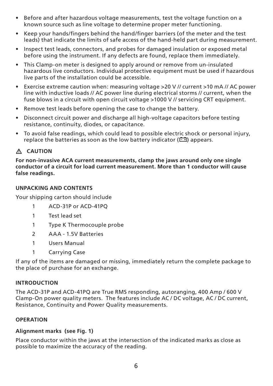 Amprobe ACD-30P Clamp-On-Power-Meters User Manual | Page 7 / 121