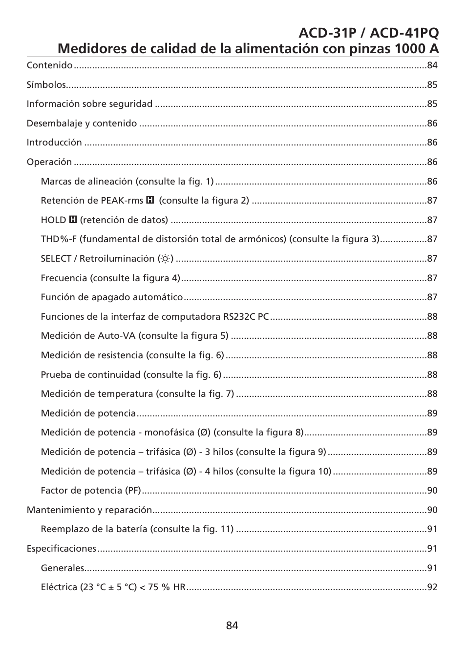 Acd-31p / acd-41pq | Amprobe ACD-30P Clamp-On-Power-Meters User Manual | Page 85 / 121
