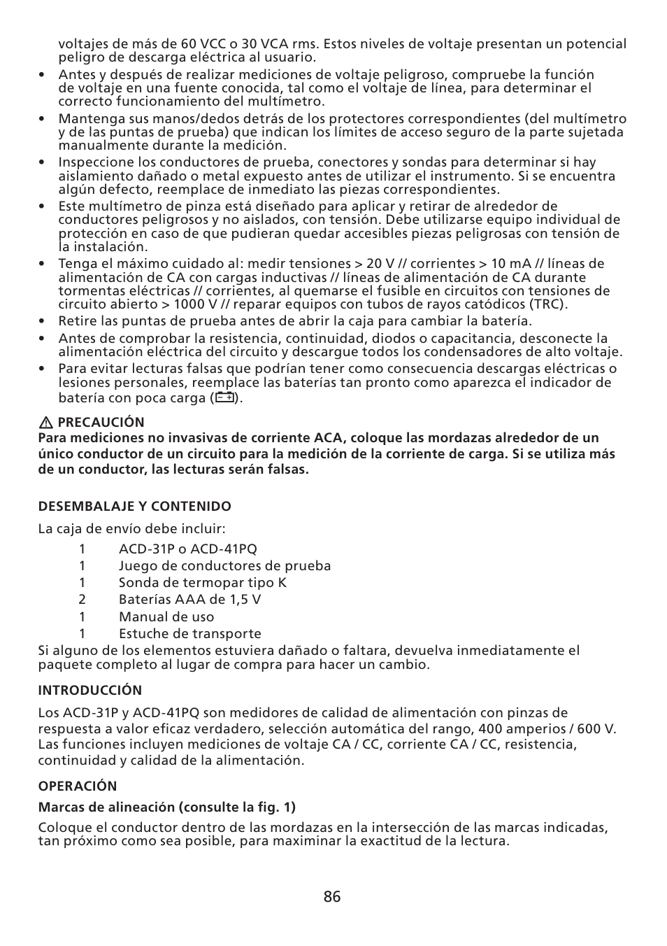 Amprobe ACD-30P Clamp-On-Power-Meters User Manual | Page 87 / 121