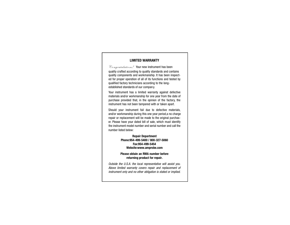 Amprobe ACD-330T Clamp-On-Multimeter User Manual | Page 3 / 42