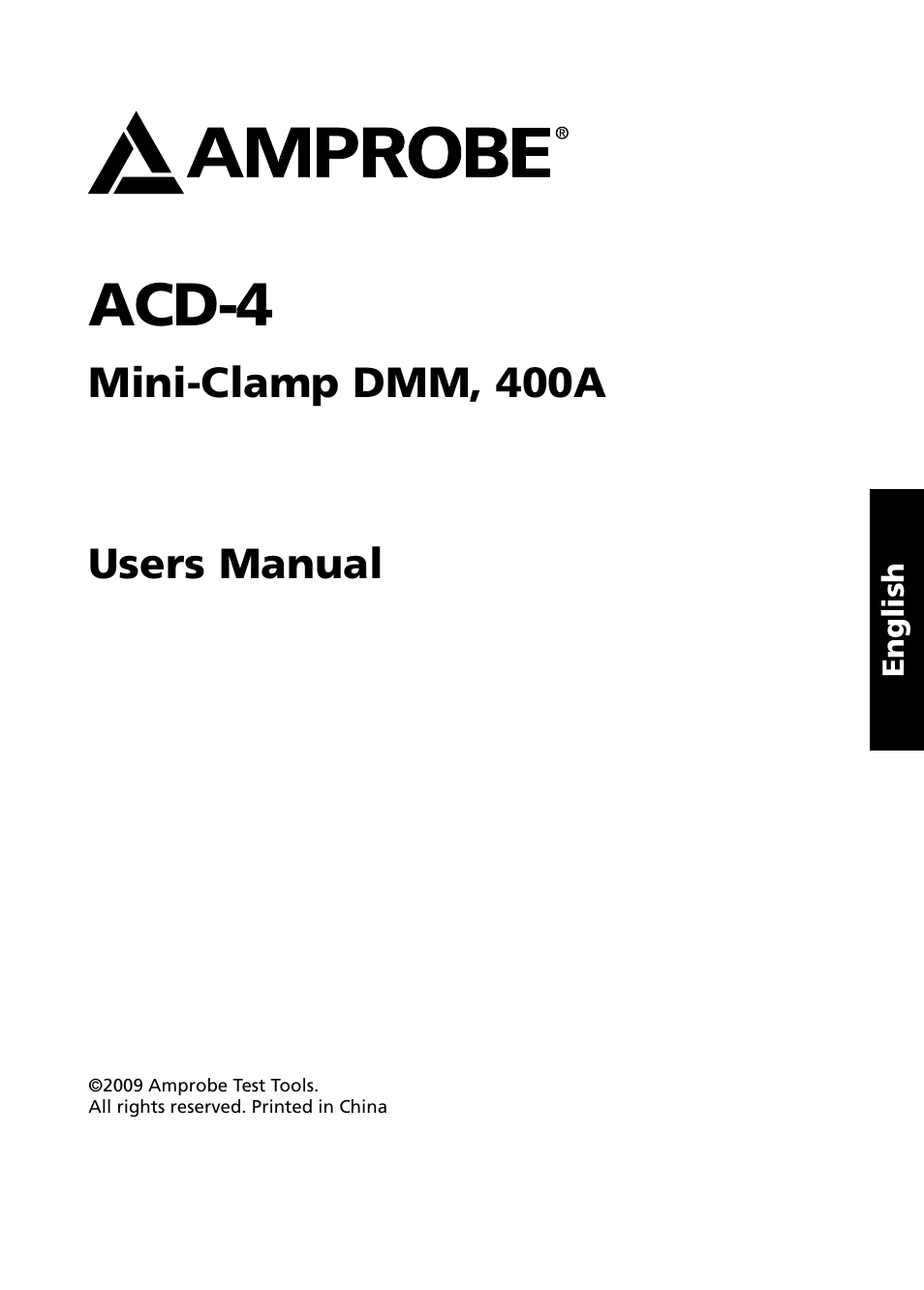 Acd-4, Mini-clamp dmm, 400a users manual | Amprobe ACD-4 Mini-Clamp-DMM User Manual | Page 3 / 16